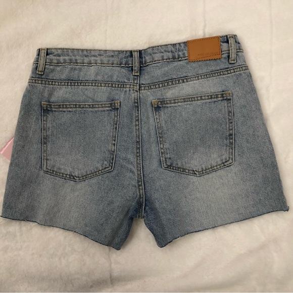 AVEC LES FILLES JEAN SHORTS SIZE 29 HIGH WAIST RAW HEM DISTRESSED NWT - Picture 2 of 14